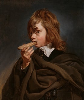 Imagen secundaria 2 - Arriba, 'El triunfo de Baco', c. 1655–59. Kunsthistorisches Museum, Picture Gallery. Sobre estas líneas, a la izquierda, 'Dos niños soplando burbujas', c. 1650–55. Seattle Art Museum A la derecha, 'Los cinco sentidos (Gusto)', 1650. Rose-Marie and Eijk Van Otterloo Collection, Boston