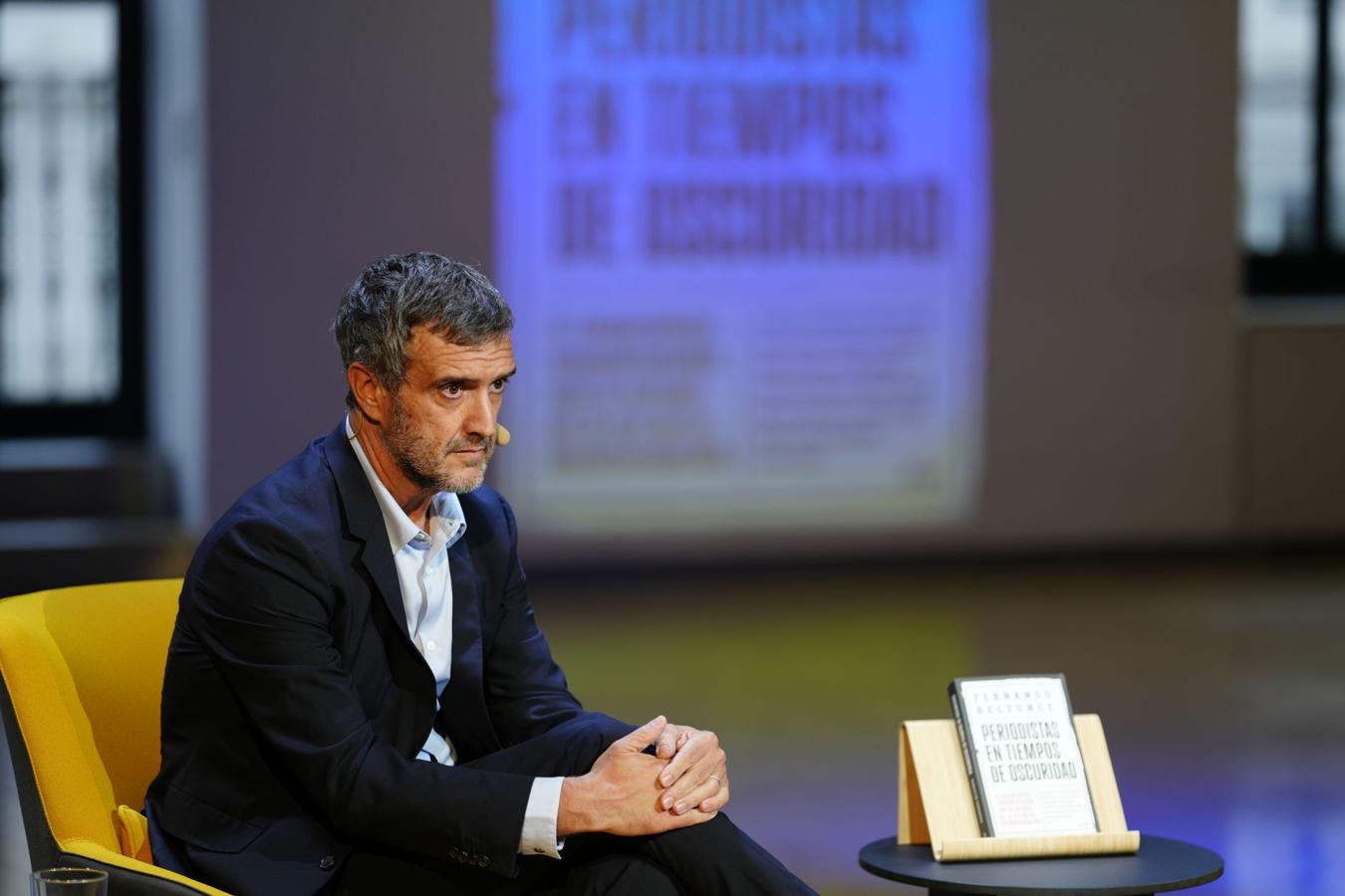 Fernando Belzunce, director general editorial de Vocento, en la presentación de su libro 'Periodistas en tiempos de oscuridad', editado por Ariel.