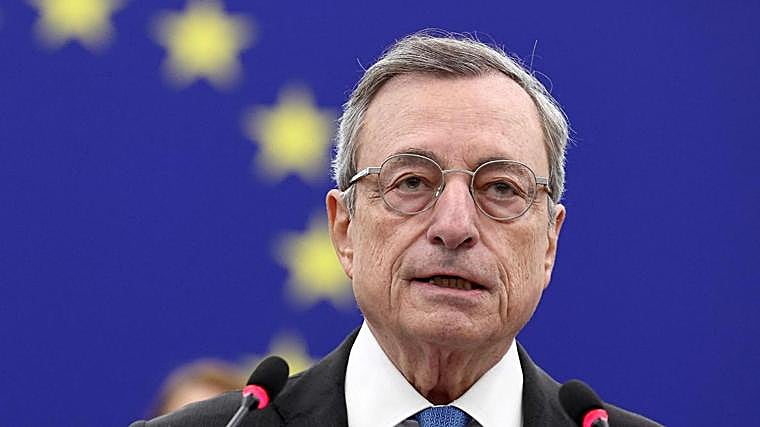 Mario Draghi en una sesión plenaria del Parlamento Europeo en Estrasburgo