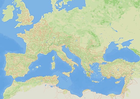 Imagen secundaria 1 - Ruta de Cádiz a Roma por calzadas romanas. La red viaria romana creada por Itiner-e. Fragmento de un miliario romano erigido a lo largo de la Via Nova, en Jordania.