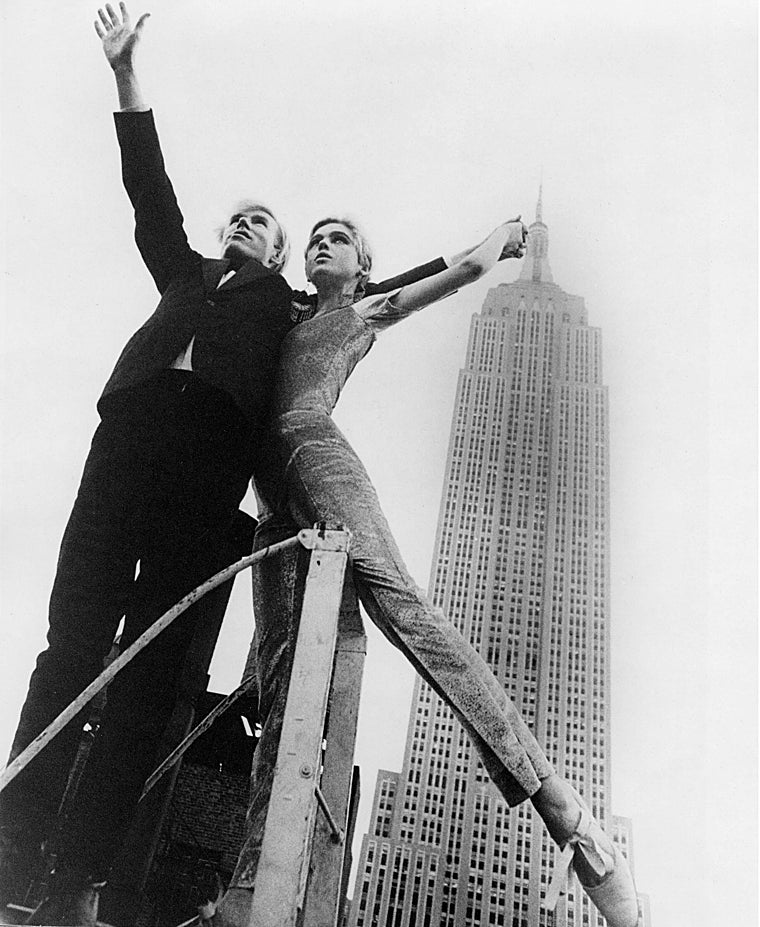 Andy Warhol and “superstar” Edie Sedgwick soar as high as the Empire State Building