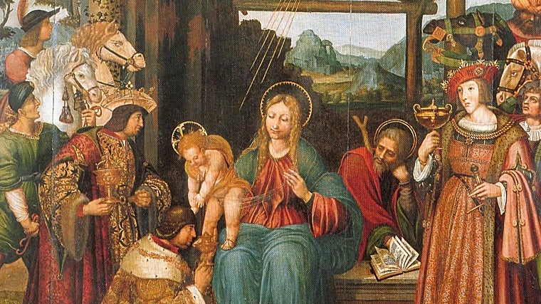 Detalle de la Adoración de los Magos de Marco Cardisco (1519)