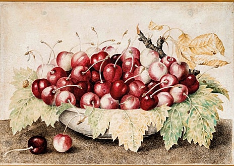 Imagen secundaria 1 - En las imágenes, de arriba abajo, 'Eliezer y Rebecca en el pozo', de Diana Di Rosa;  'Plato de cerezas', de Giovanna Garzoni; y 'Virgen con el Niño, San Francisco y el Comitente', de Lavinia Fontana