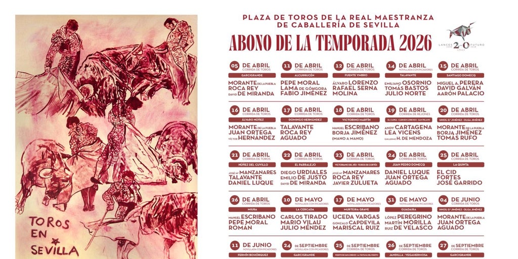 Estos son los carteles oficiales para el abono de la Real Maestranza de Sevilla 2026