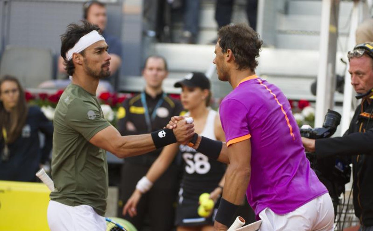 Fognini en uno de los muchos duelos con Nadal