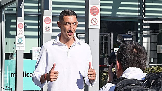 Di María su llegada a la ciudad deportiva de la Juventus