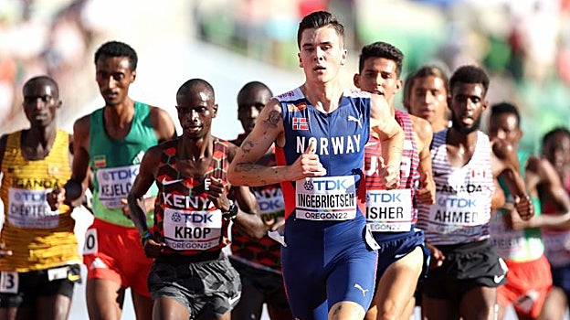 Jakob Ingebrigtsen, durante la final de los 5.000 metros