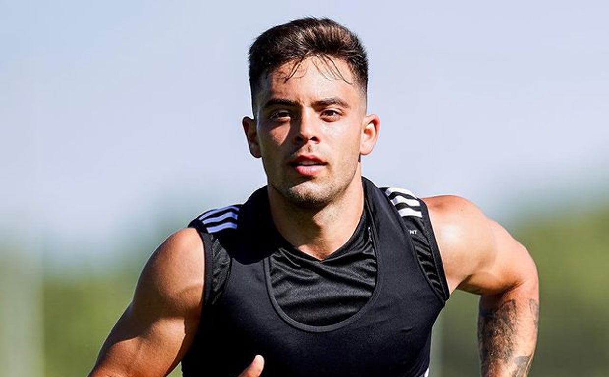 Beltrán, durante un entrenamiento con el Celta