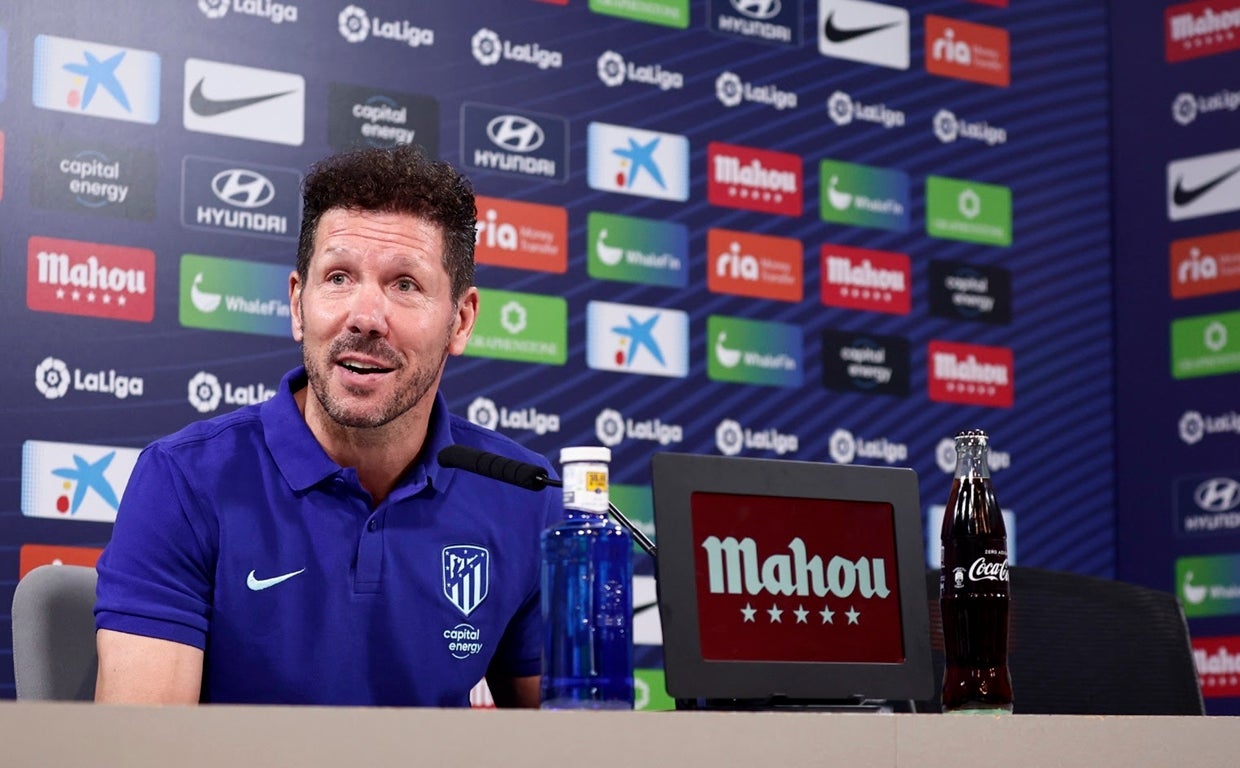 Diego Pablo Simeone en la rueda de prensa previa al choque ante el Real Madrid