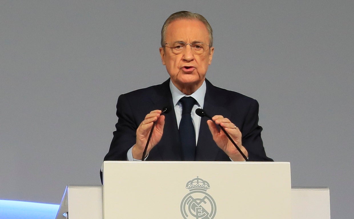 Florentino Pérez, durante su intervención en la Asamblea
