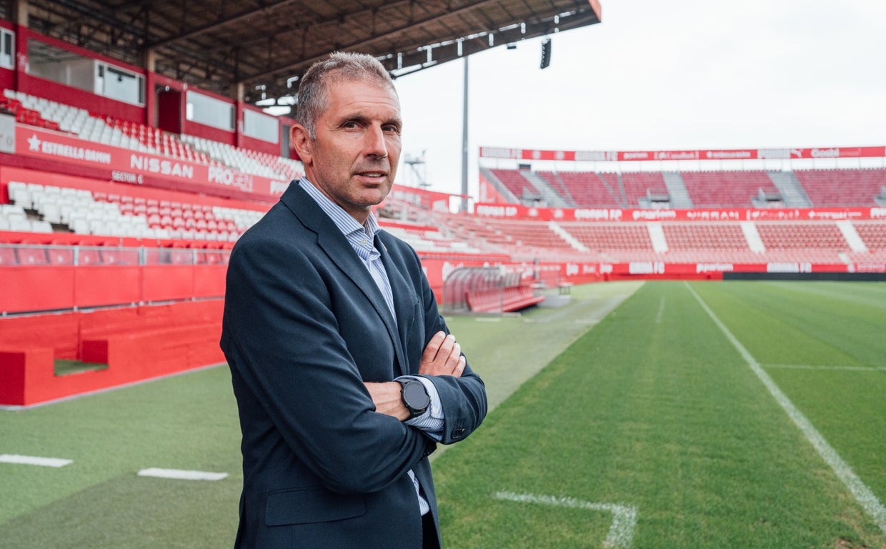 Delfí Geli, presidente del Girona, en el estadio de Montilivi