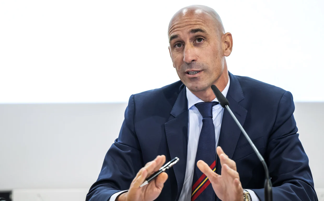 Luis Rubiales, presidente de la RFEF, durante un acto de la UEFA el pasado día 5