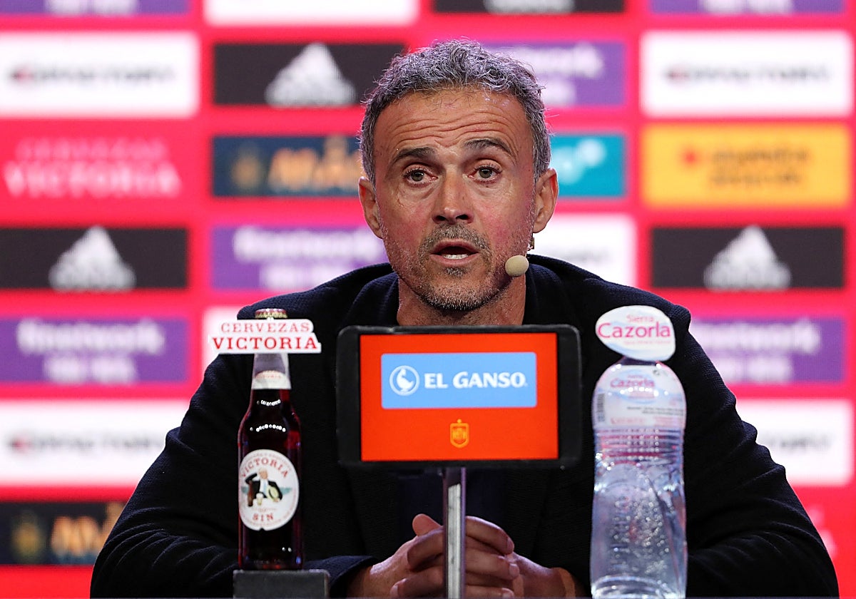 Luis Enrique, durante la rueda de prensa ofrecida en Las Rozas