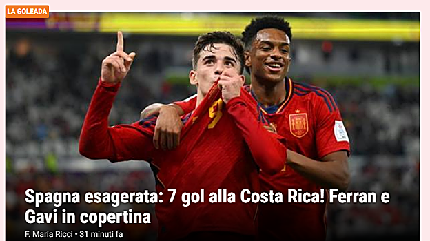 Portada de la Gazzetta dello Sport, en Italia