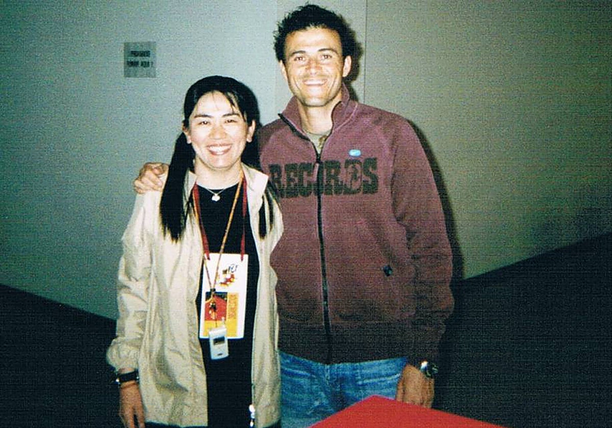 Yuriko y Luis Enrique, durante el Mundial de 2002