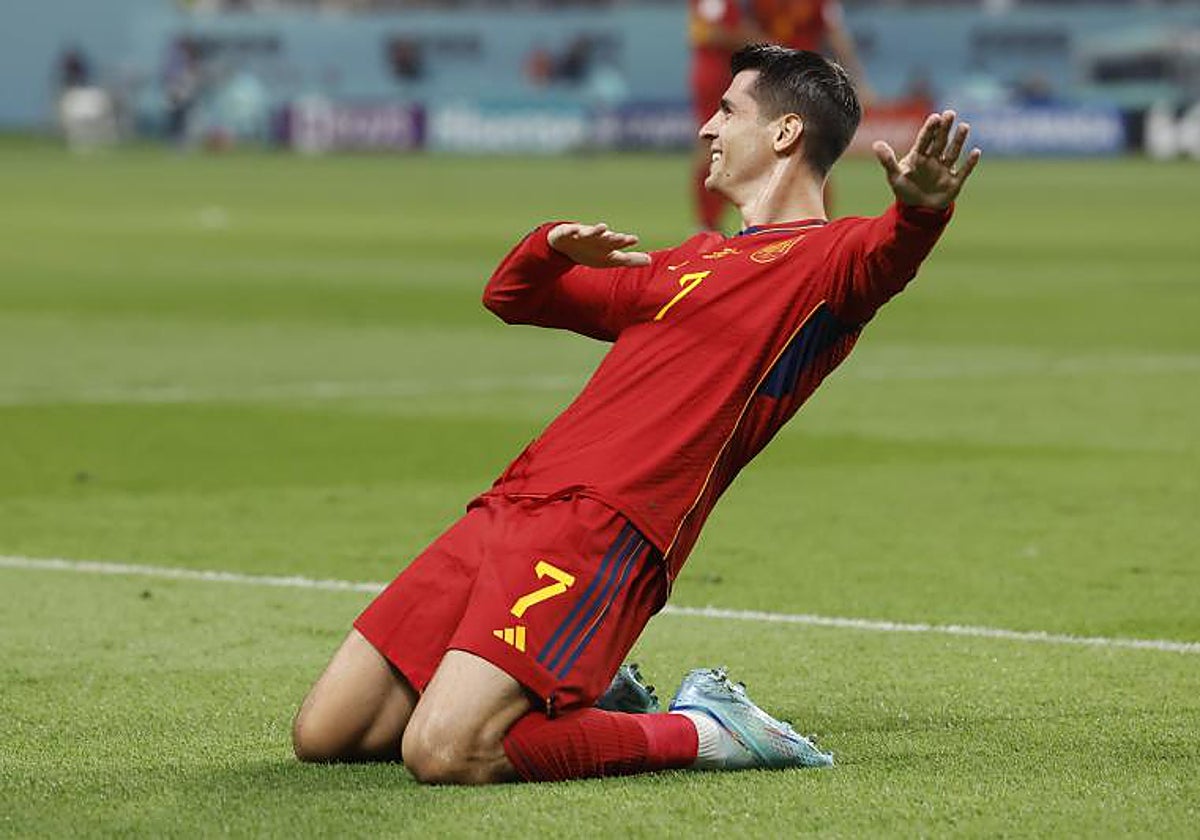 Morata, tras marcar su gol a Japón, el tercero suyo en el Mundial