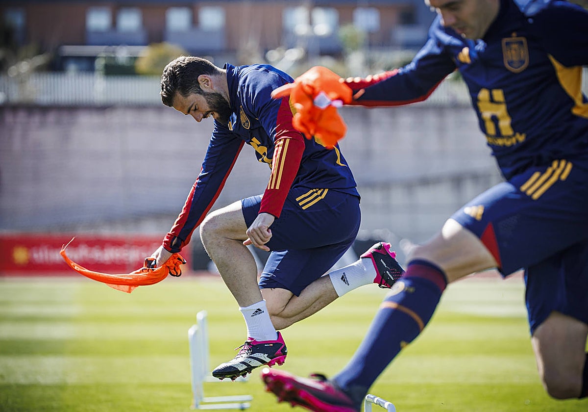 Nacho, durante un entrenamiento de la selección
