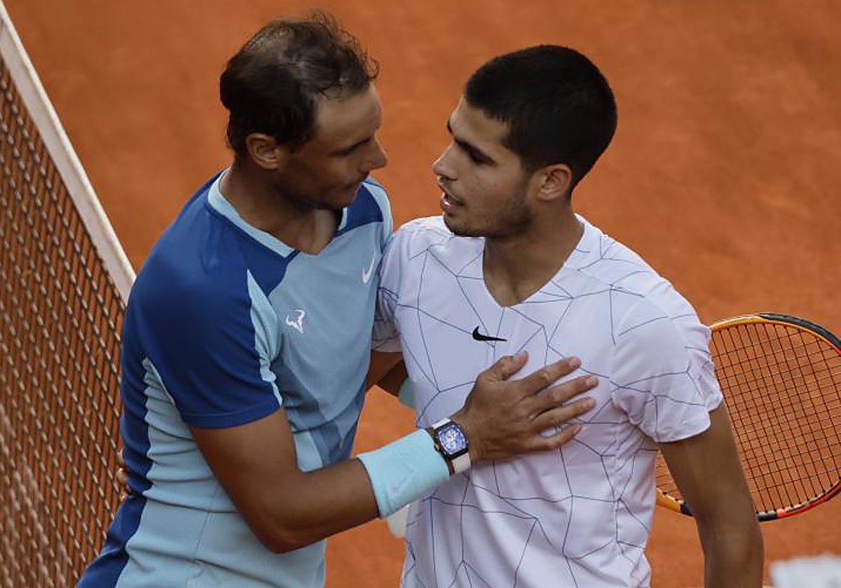 Nadal y Alcaraz, en el Mutua Madrid Open de 2022
