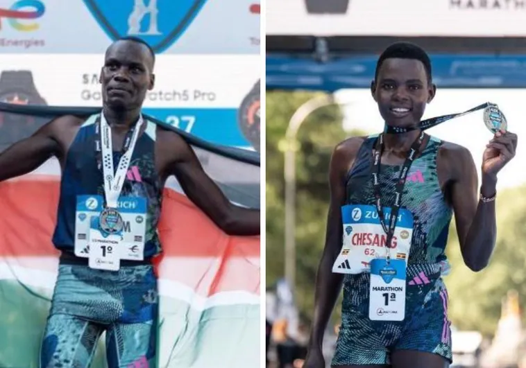 Los ugandeses Geoffrey Kusuro y Doreen Chesang triunfan en el Maratón de Madrid