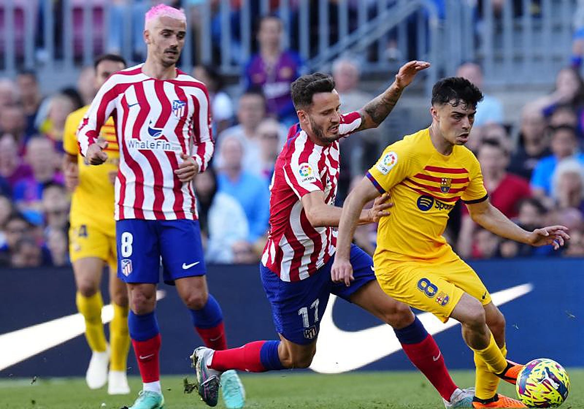 Pedri, durante el partido ante el Atlético este pasado domingo