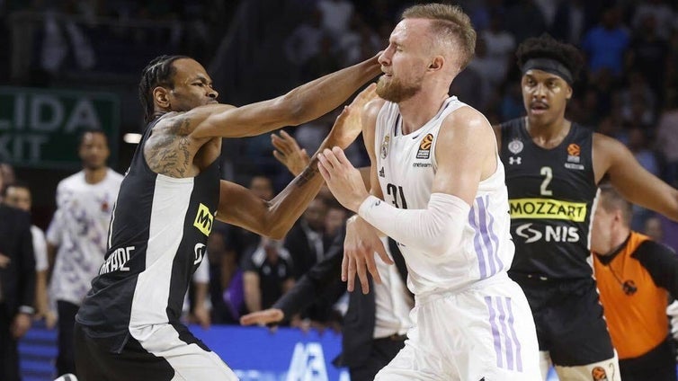 La brutal pelea entre jugadores del Real Madrid y el Partizan, en imágenes