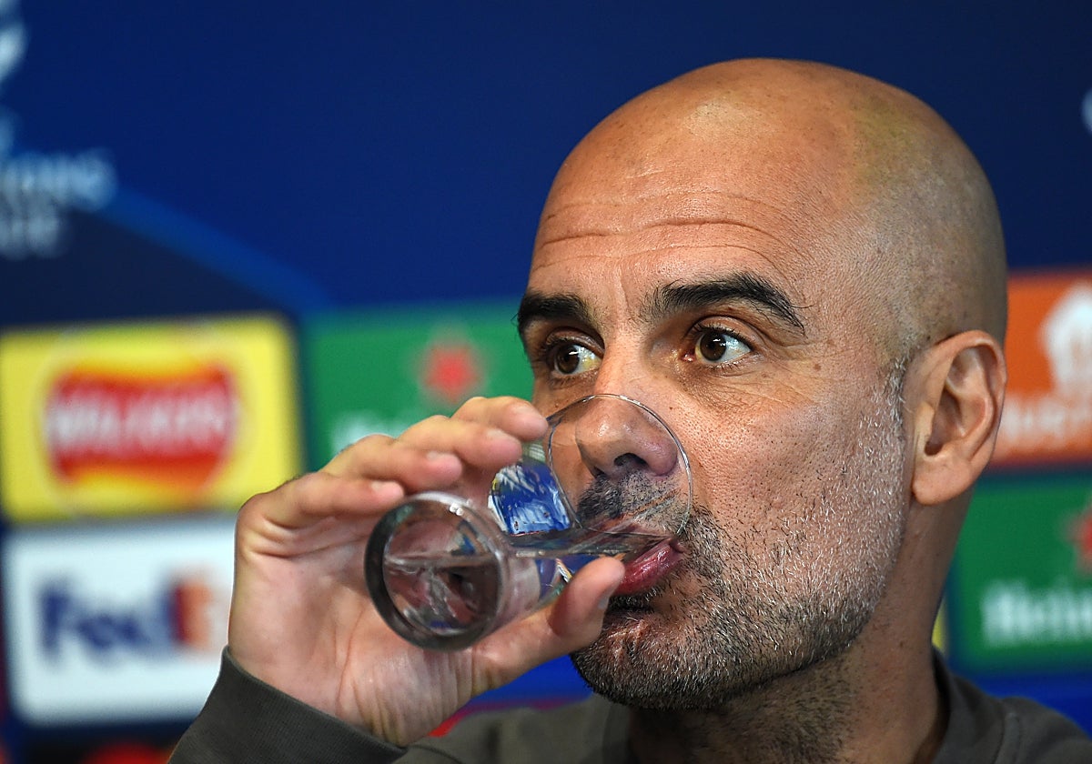 Pep Guardiola, durante la rueda de prensa de este martes