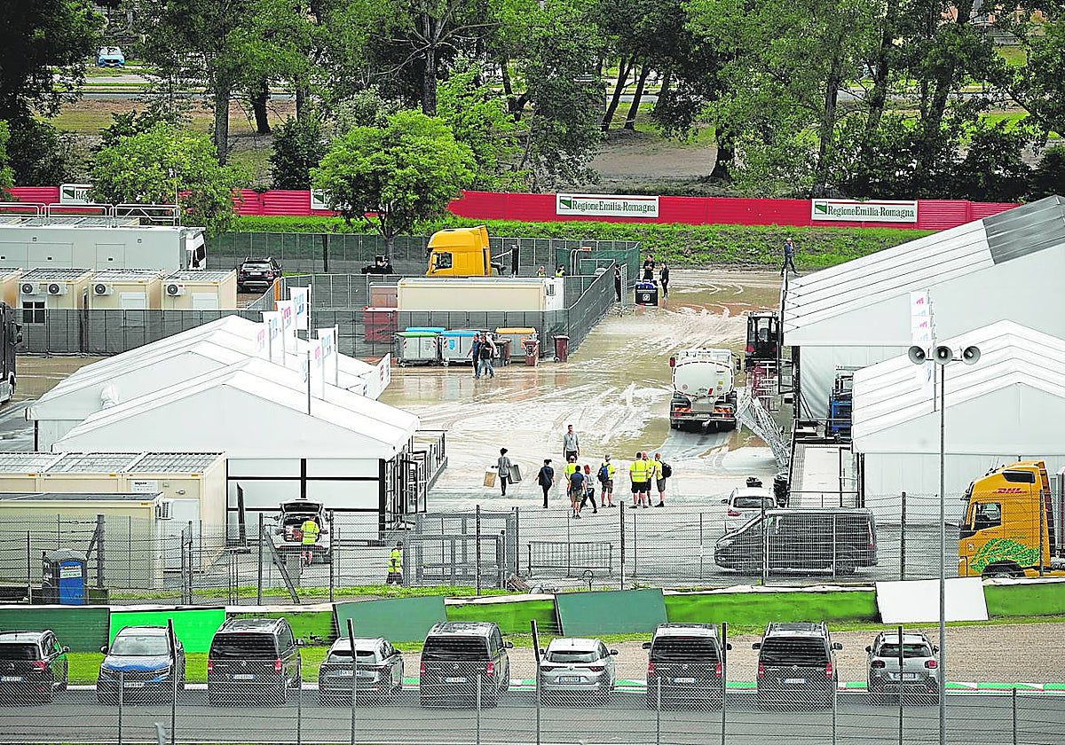 El circuito de Ímola, inundado