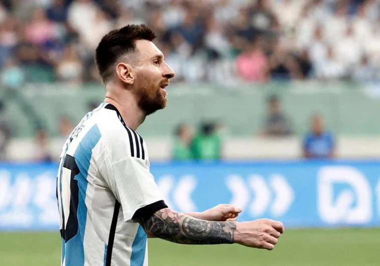 Leo Messi, durante un partido amistoso con la selección de Argentina