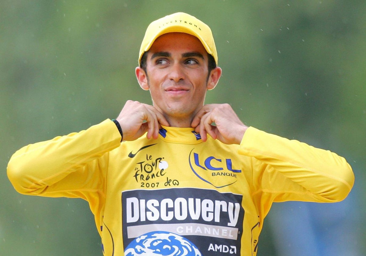 Alberto Contador, tras proclamarse campeón del Tour de Francia de 2007