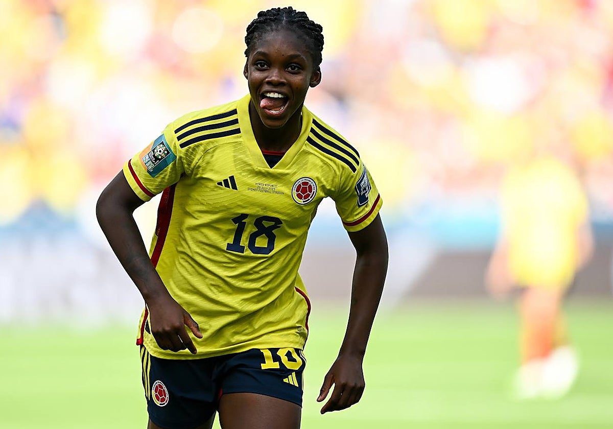 Linda Caicedo, en un partido con Colombia