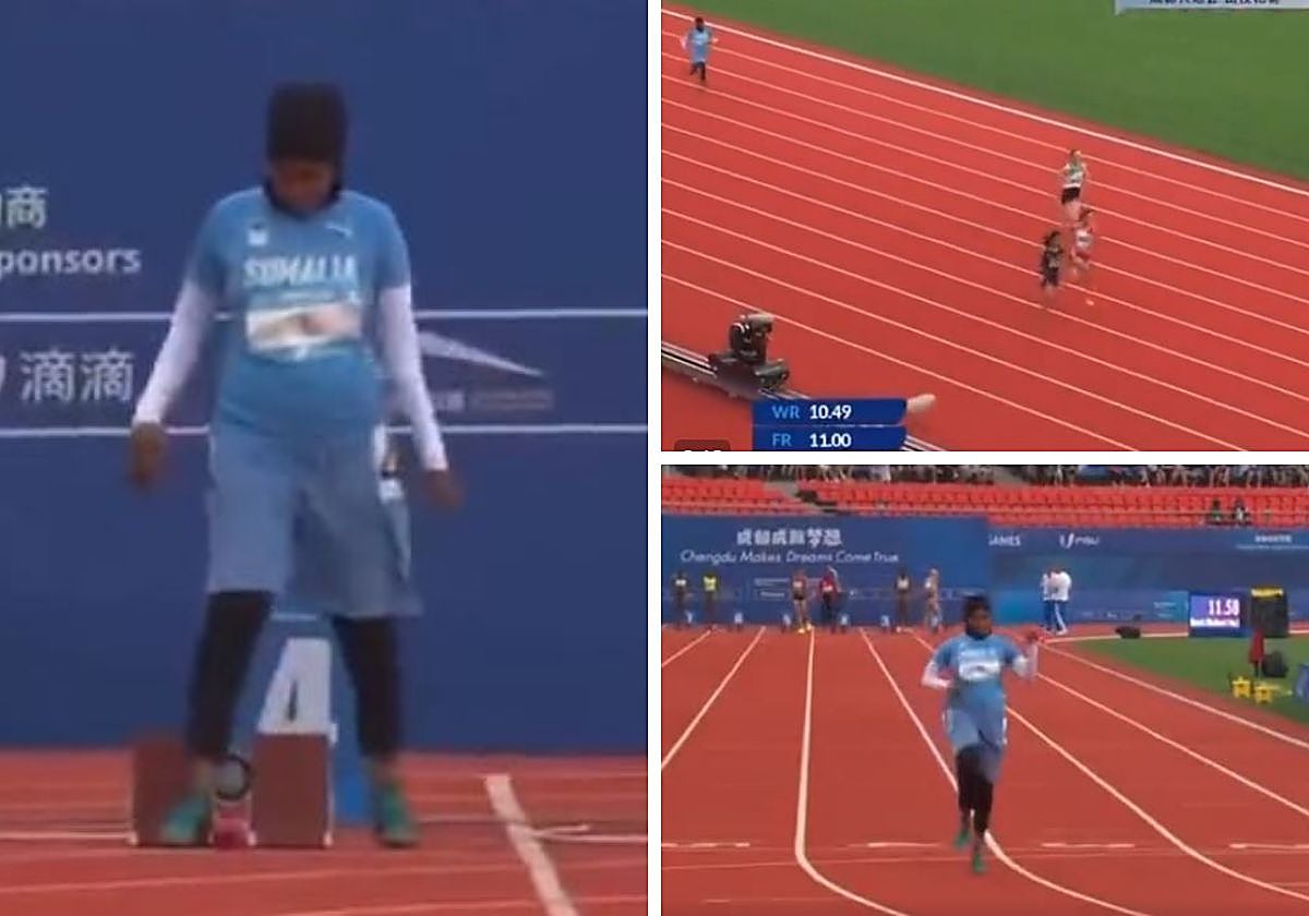 Tres instantes de la surrealista carrera de Nasra Abubakar Ali