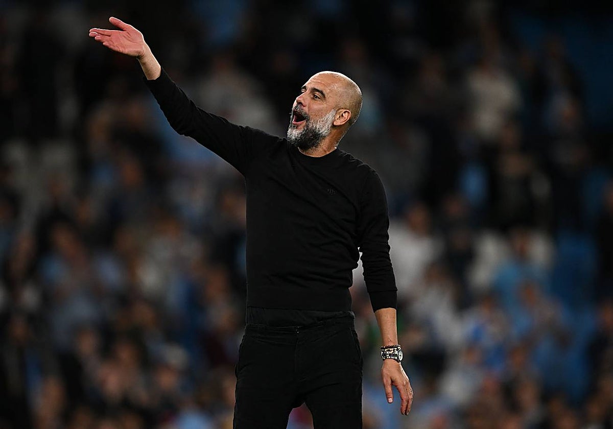 Guardiola, durante un partido del Mánchester City