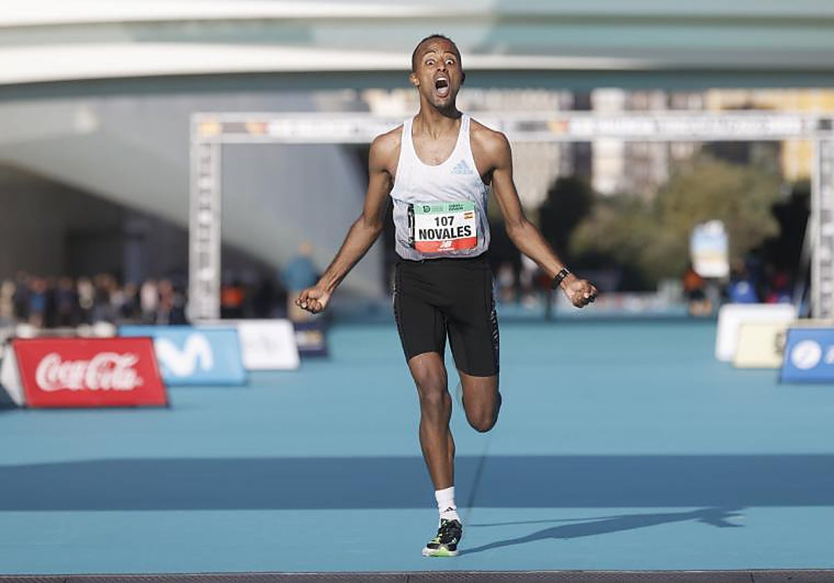 Tariku Novales, en la meta del pasado maratón de Valencia