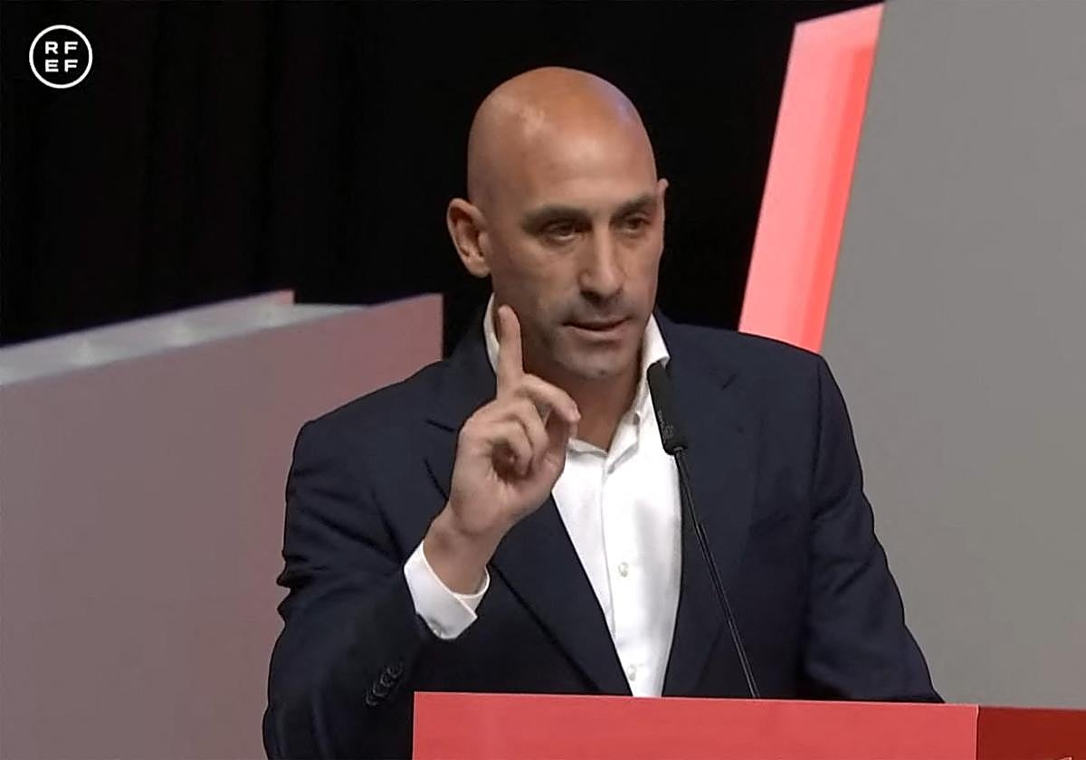 Luis Rubiales, durante su comparecencia este viernes 25 de agosto como Presidente de la Federación Española de Fútbol