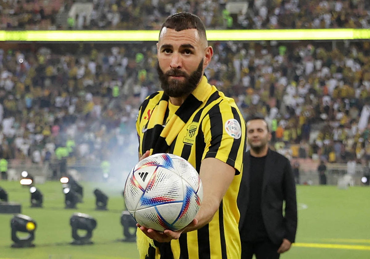Benzema, durante un partido con el Al-Ittihad
