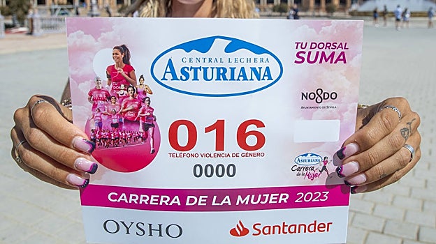 Dorsal de la XVI Carrera de la Mujer Central Lechera Asturiana de Sevilla