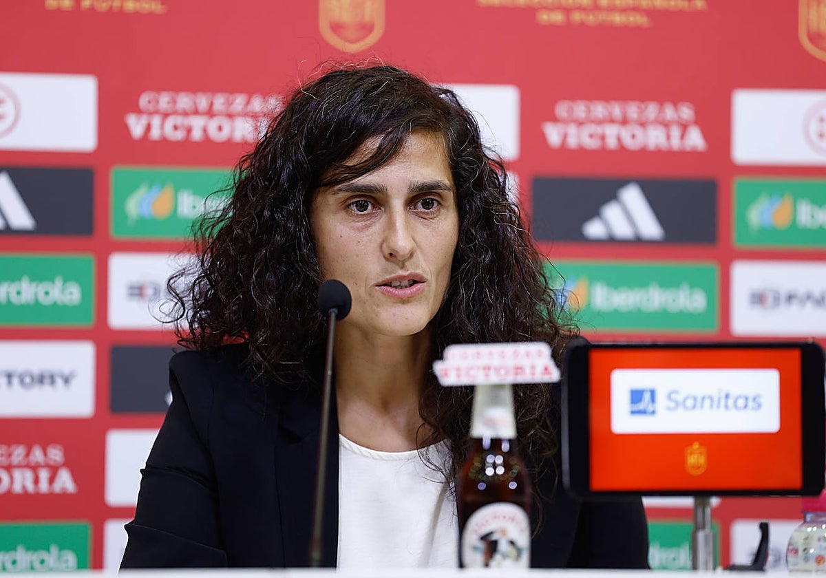 Montse Tomé, durante la comparecencia de prensa