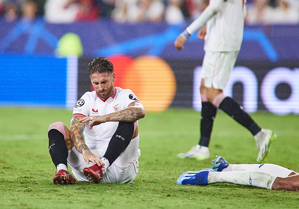 Ramos, durante el duelo ante el Arsenal en el Sánchez-Pizjuán