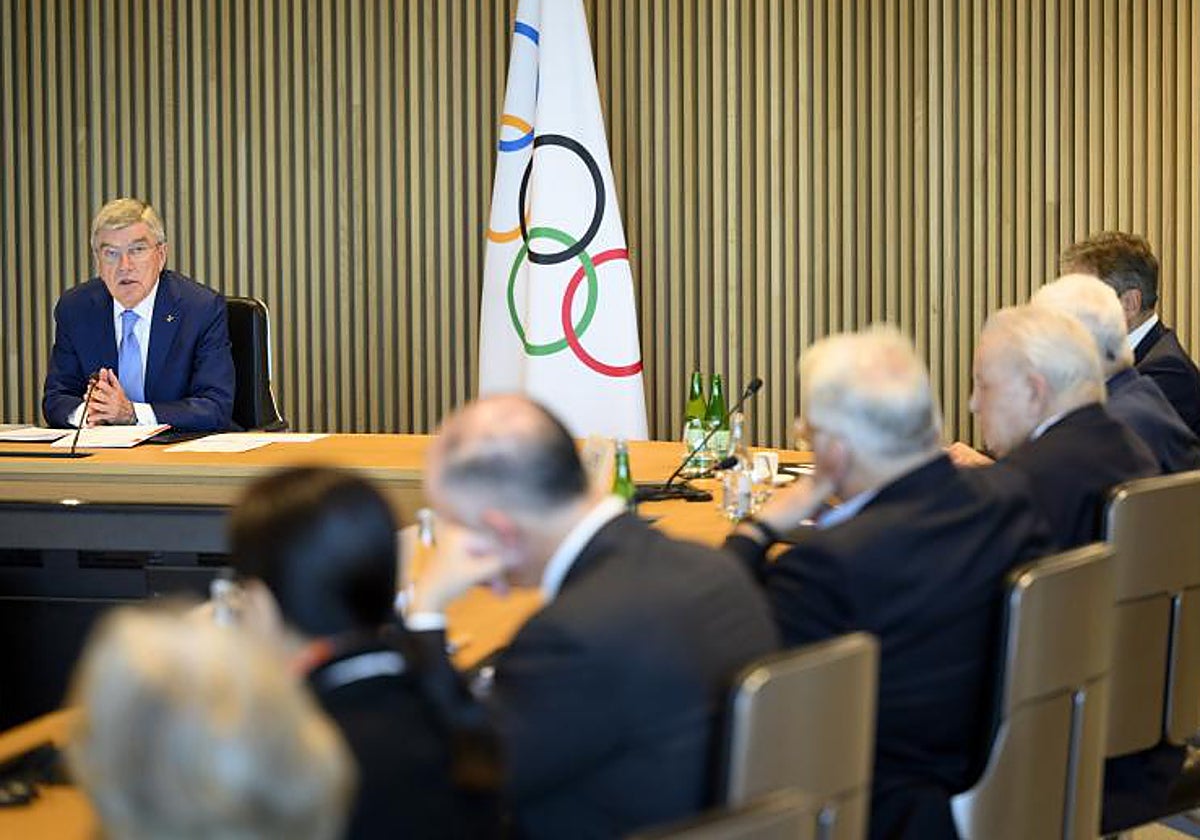 Reunión de la junta ejecutiva del COI en la Casa Olímpica (Lausana, Suiza), el 28 de marzo de 2023