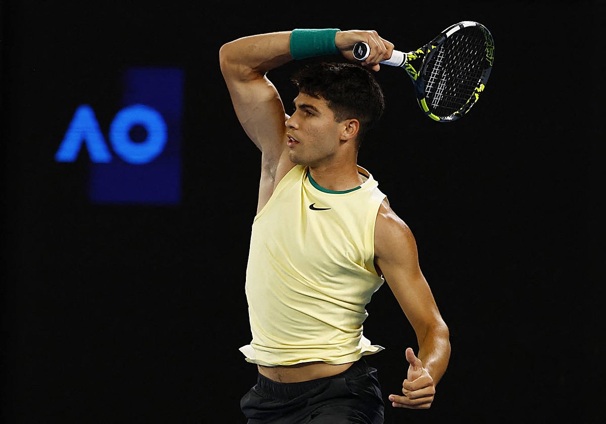 Alcaraz, durante su partido ante Gasquet