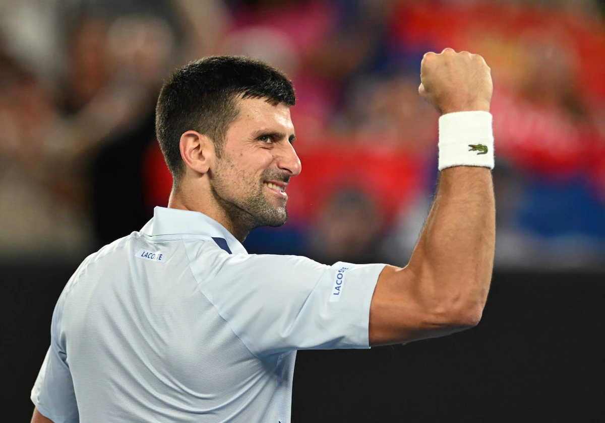Djokovic celebra la victoria ante Mannarino