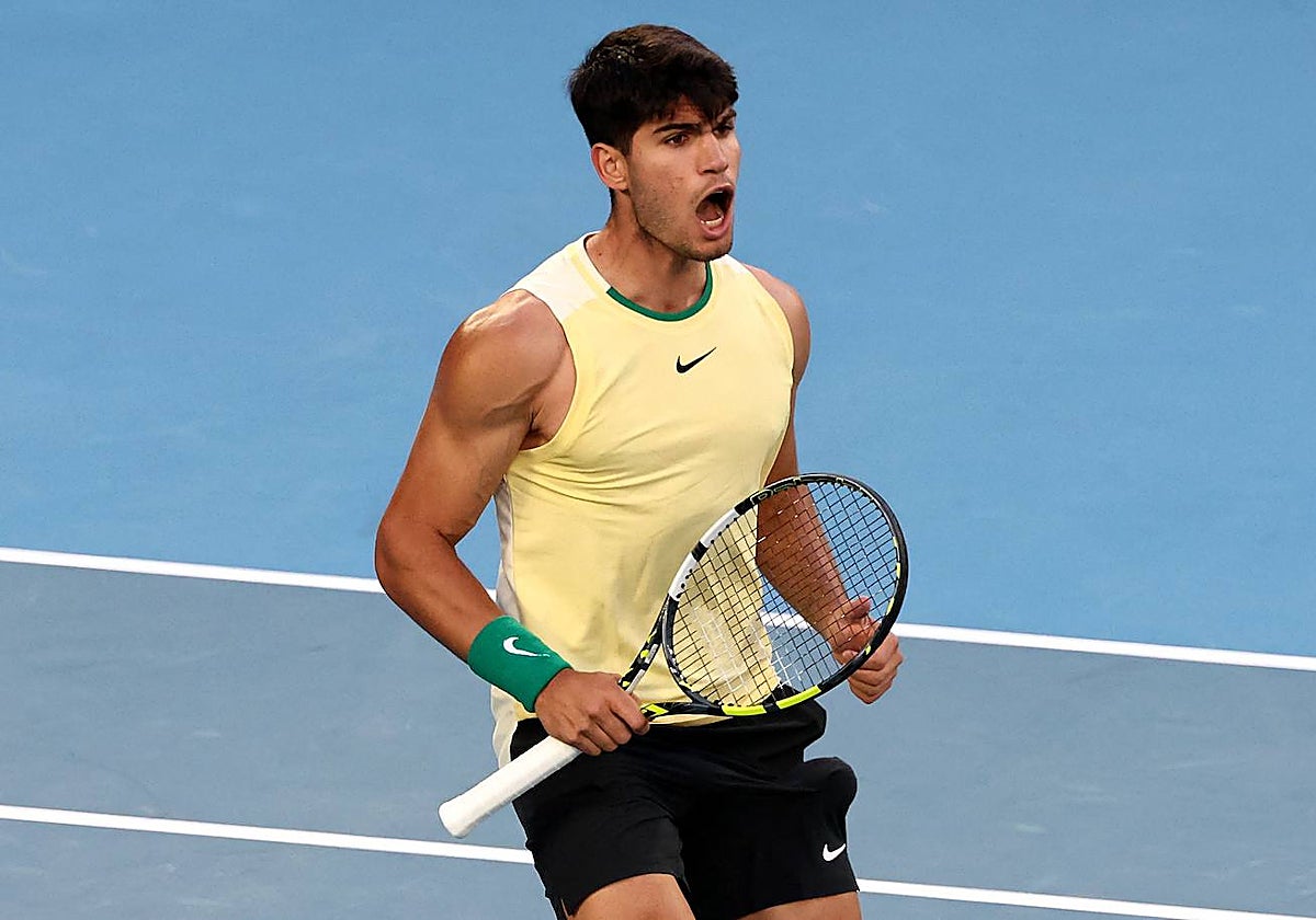 Alcaraz celebra el triunfo ante Kecmanovic