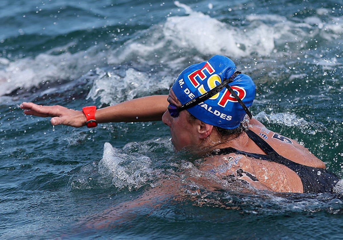 De Valdés, en acción durante len la final de 10 kilómetros de aguas abiertas