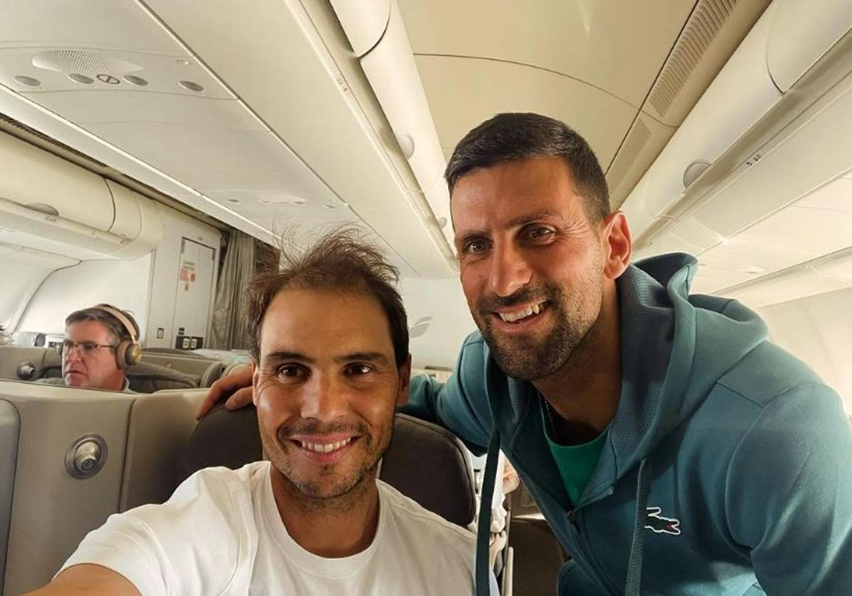 Nadal y Djokovic en un avión hacia Los Ángeles