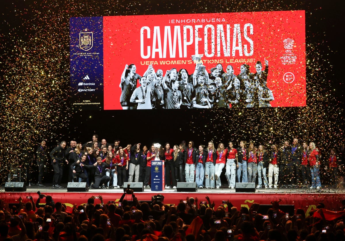 Las futbolistas de la selección durante la celebración