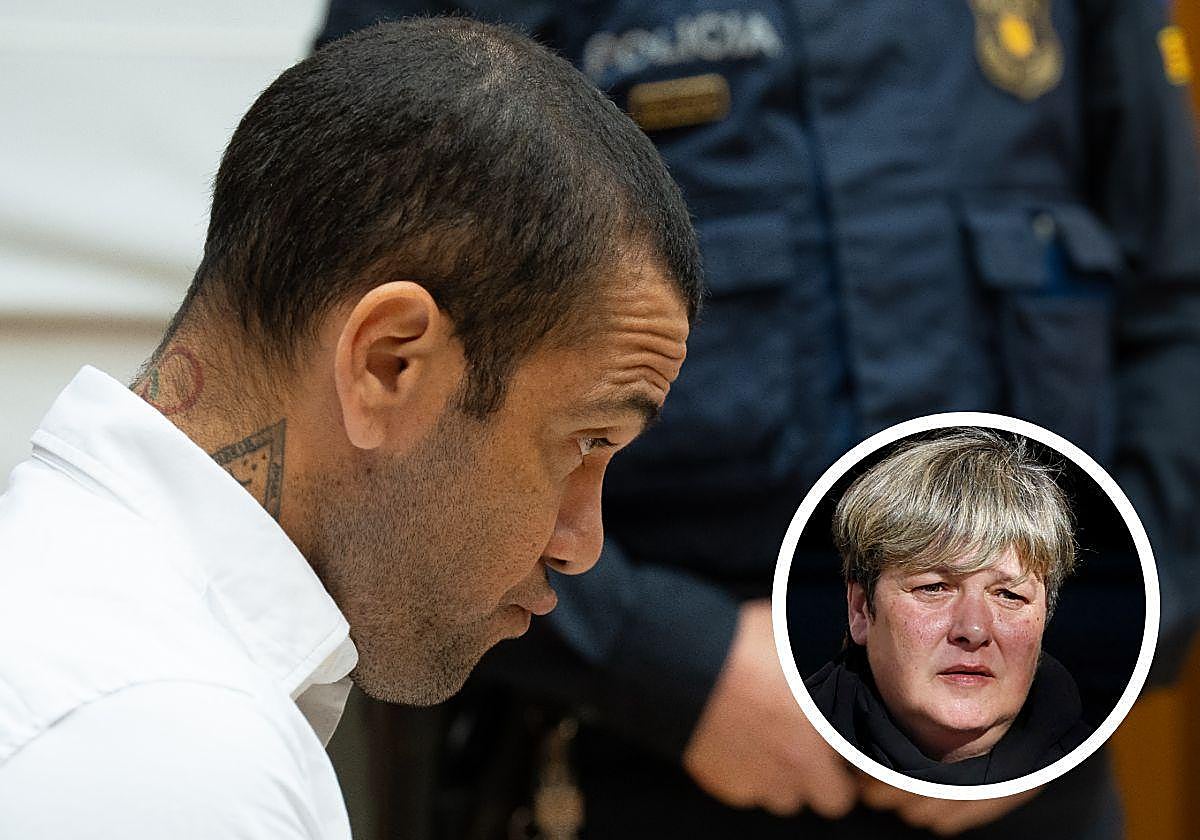 Dani Alves, durante el juicio. Abajo a la derecha, Ester Garcia, abogada de la víctima