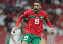 En-Nesyri disputó el tramo final del Marruecos - Angola (1-0)