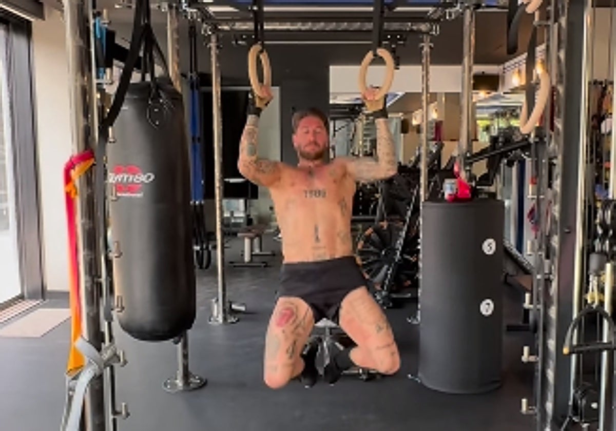 Ramos, en el gimnasio de su casa