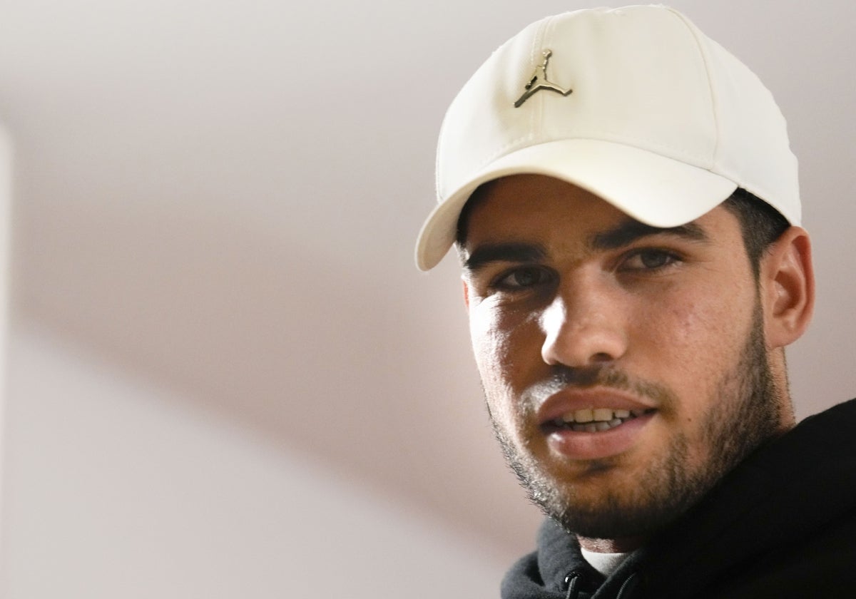 Carlos Alcaraz, durante la rueda de prensa en el Real club de Tenis Barcelona