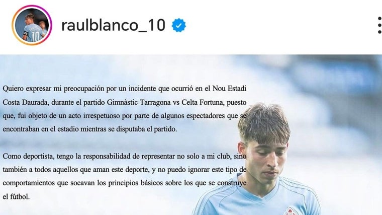 Pellizco de un aficionado a un jugador del Celta B al ir a sacar un córner